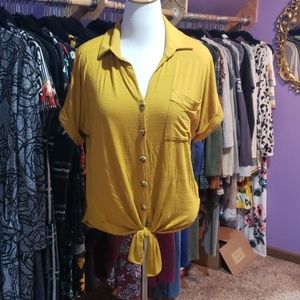 Mustard Button Up Top Large